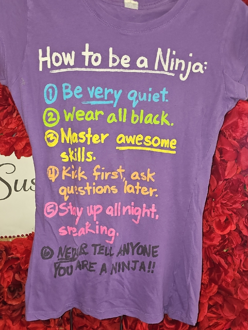 Kids Purple 'How to Be a Ninja' Graphic Tee Size Large